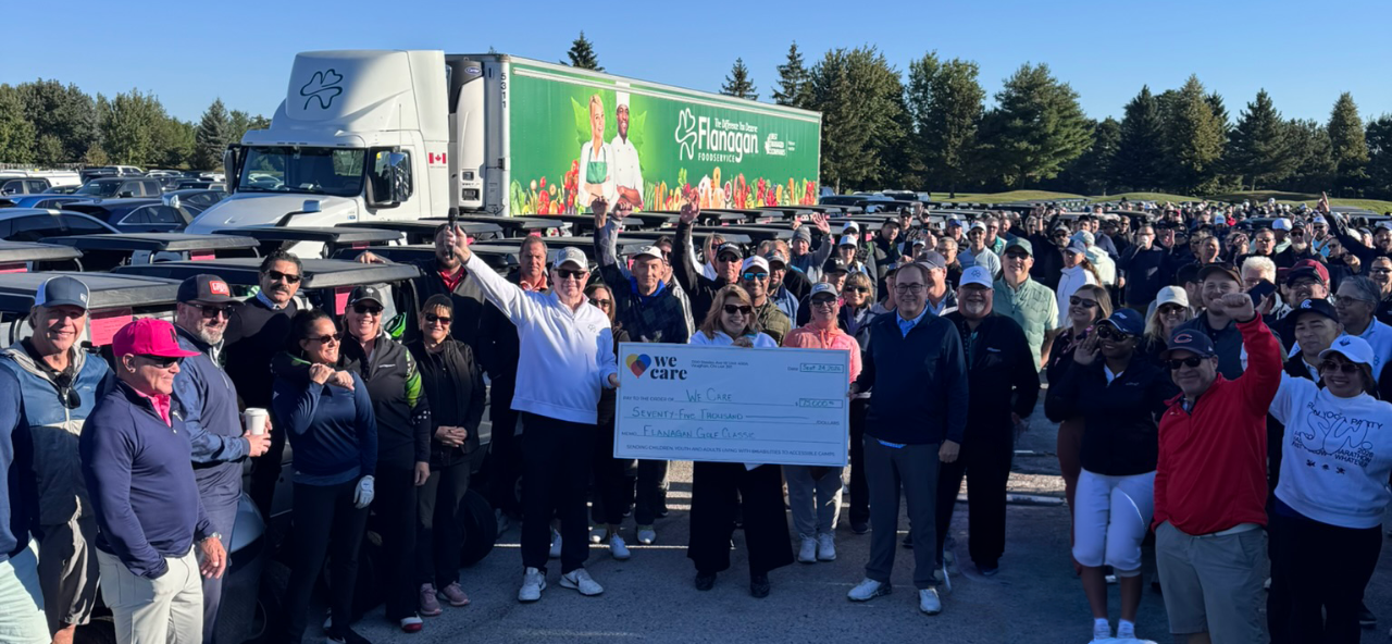 Flanagan Foodservice team presenting donation to We Care